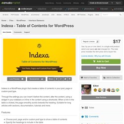 WordPress - Indexa - Table of Contents for WordPress