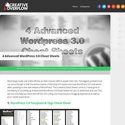 4 Advanced Wordpress 3.0 Cheat Sheets