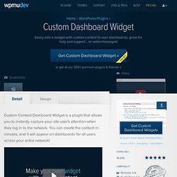 Custom Content Dashboard Widget description WordPress MU plugi