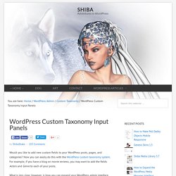 WordPress Custom Taxonomy Input Panels