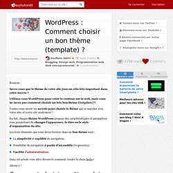 Wordpress : Comment choisir un bon thème (template) ?