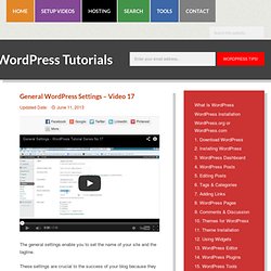 WordPress General Settings - Premium WordPress Video 17