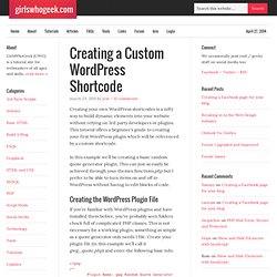 Creating a Custom WordPress Shortcode