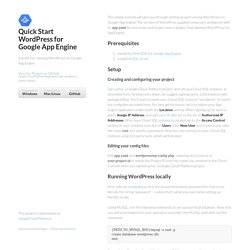 Running WordPress - Google App Engine