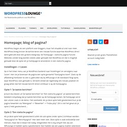 WordPress Homepage: blog of pagina? - WordPress Lounge