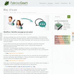 WordPress : Identifier une page par son auteur