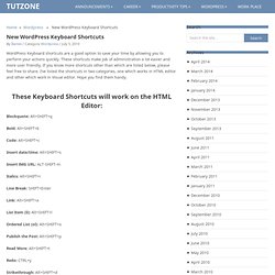New WordPress Keyboard Shortcuts