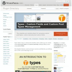 Types - Custom Fields and Custom Post Types Management