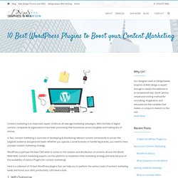 10 Best WordPress Plugins to Boost your Content Marketing | Website Design & Graphics Design in Scranton PA | DeSignSwww