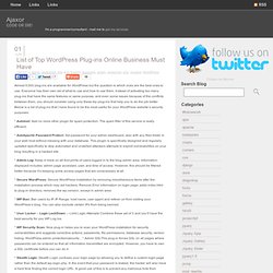 List of Top Wordpress Plug-ins Online Business Must Have