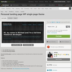 Personal landing page WP single page theme - WordPress