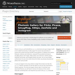 Photonic Gallery for Flickr, Picasa, SmugMug, 500px, Zenfolio and Instagram