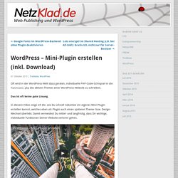 WordPress - Mini-Plugin erstellen