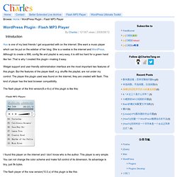 WordPress Plugin：Flash MP3 Player