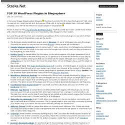 TOP 30 Wordpress Plugins in Blogosphere « Staska.Net