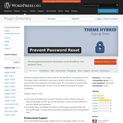 Prevent Password Reset