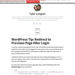 WordPress: Redirect to Previous Page After Login