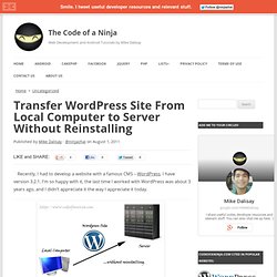 Transfer Wordpress Site From Local Computer to Server Without Reinstalling