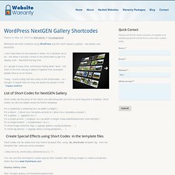 Wordpress NextGEN Gallery Shortcodes