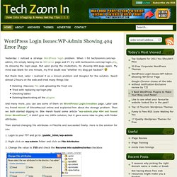 WordPress Login Issues:WP-Admin Showing 404 Error Page