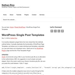 WordPress Single Post Templates