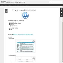 Wordpress Template Designer CheatSheet
