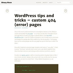 WordPress tips and tricks - custom 404 (error) pages