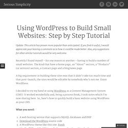 Using Wordpress to Build Small Websites: Step by Step Tutorial «