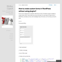 How to create custom forms in WordPress without using plugins?