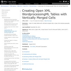 Creating Open XML WordprocessingML Tables with Vertically Merged Cells