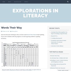 Words Their Way – Explorations in Literacy