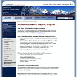 WIA Grant - Adults/ Workforce Investment Act