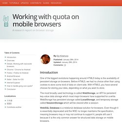 Working with quota on mobile browsers: A research report on browser storage