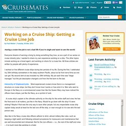 Working on a Cruise Ship: Getting a Cruise Line Job