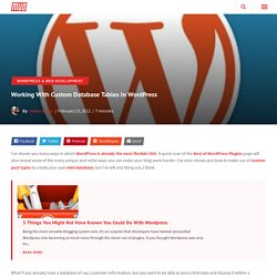 Working With Custom Database Tables In WordPress