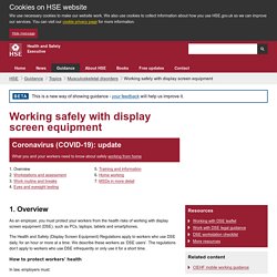 Working safely with display screen equipment: Overview - HSE