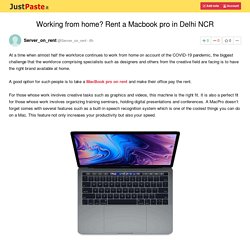Working from home? Rent a Macbook pro in Delhi NCR