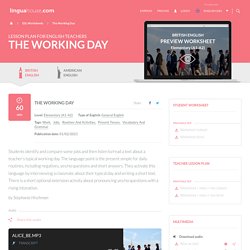 The working day: ESL/EFL Lesson Plan and Worksheet
