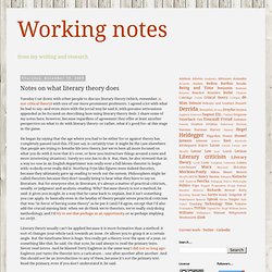 Working notes: Notes on what literary theory does