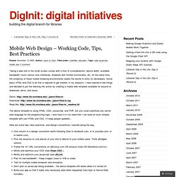 Mobile Web Design – Working Code, Tips, Best Practices « DigInit: digital initiatives