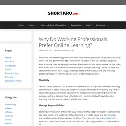 Why Do Working Professionals Prefer Online Learning?