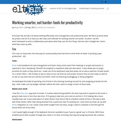 Working smarter, not harder: tools for productivity