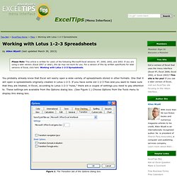 Working with Lotus 1-2-3 Spreadsheets (Tips.Net)
