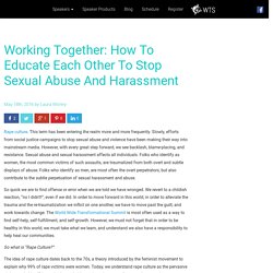 Working Together: How to educate each other to stop sexual abuse and harassment