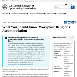 WYSK: Workplace Religious Accommodation