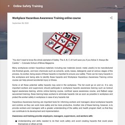 Workplace Hazardous Awareness Training online course