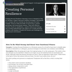 Team Resilience Training In Workplace - Personal Resilience Training