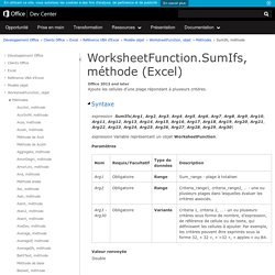 WorksheetFunction.SumIfs, méthode (Excel)