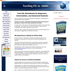 Free ESL Worksheets for Beginners and Beyond