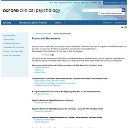 Forms and Worksheets - Oxford Clinical Psychology